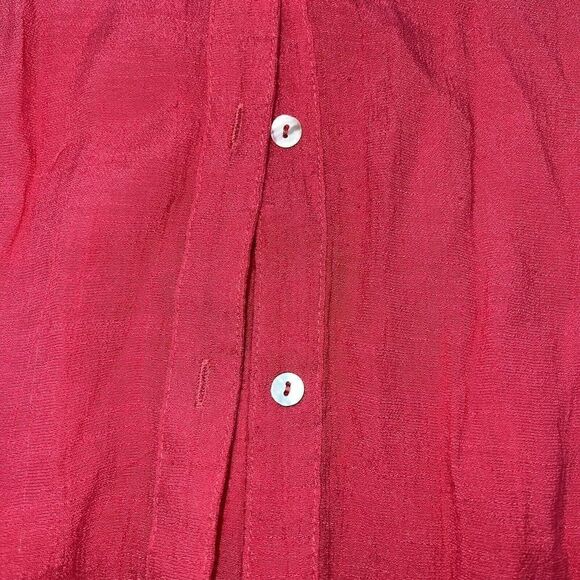 Hope & Harlow Pink Rayon Button Up Roll Tan Sleeve Top Size L - Picture 2 of 4